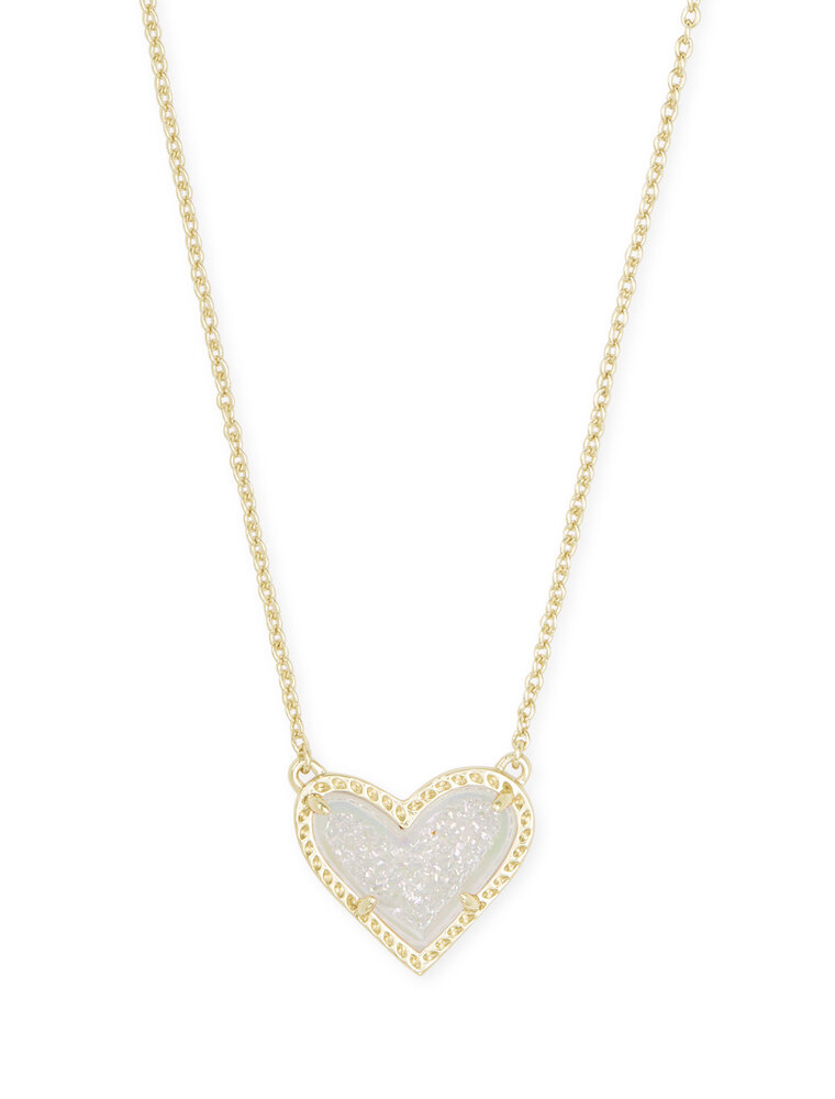 KENDRA SCOTT DESIGN Ari Heart Gold Pendant Necklace in Iridescent Drusy