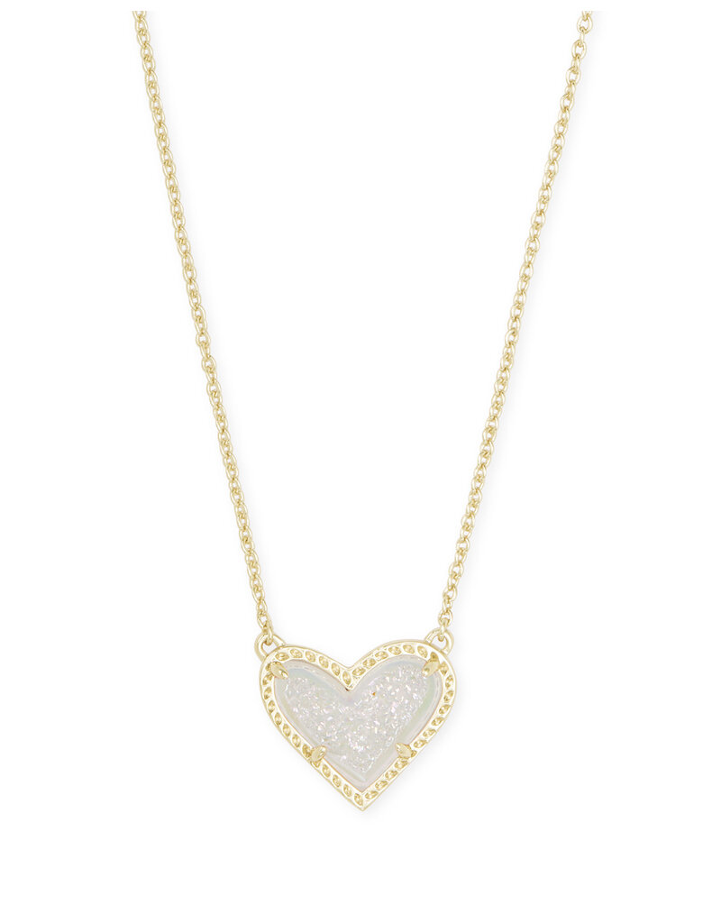 KENDRA SCOTT DESIGN Ari Heart Gold Pendant Necklace in Iridescent Drusy