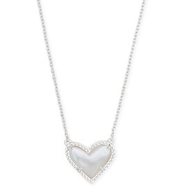 KENDRA SCOTT DESIGN Ari Heart Silver Pendant Necklace in Ivory Mother-of-Pearl