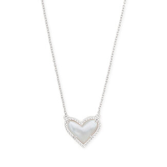KENDRA SCOTT DESIGN Ari Heart Silver Pendant Necklace in Ivory Mother-of-Pearl