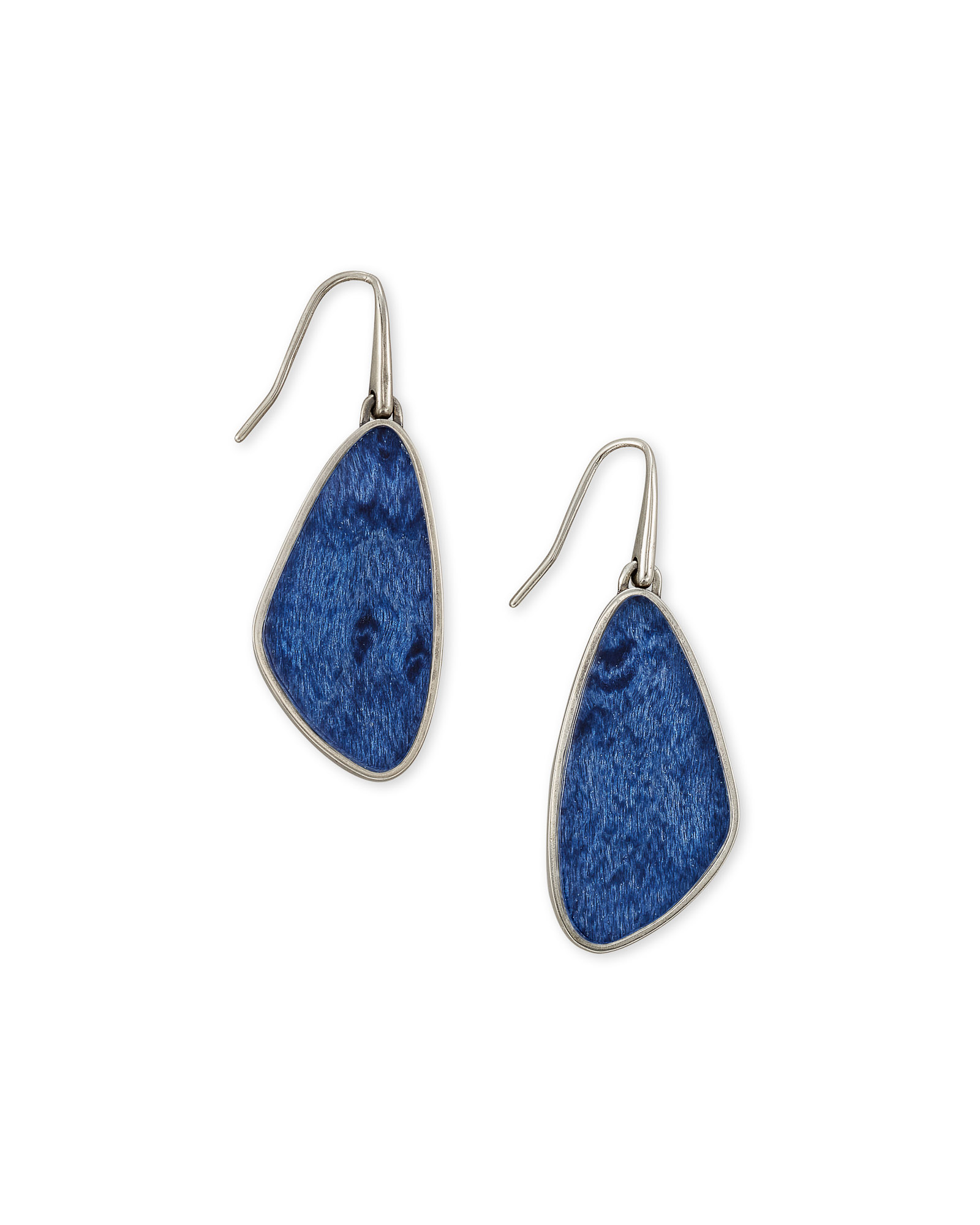 Kendra Scott Mckenna Vintage Silver Small Drop Earrings In Navy Wood Her Hide Out