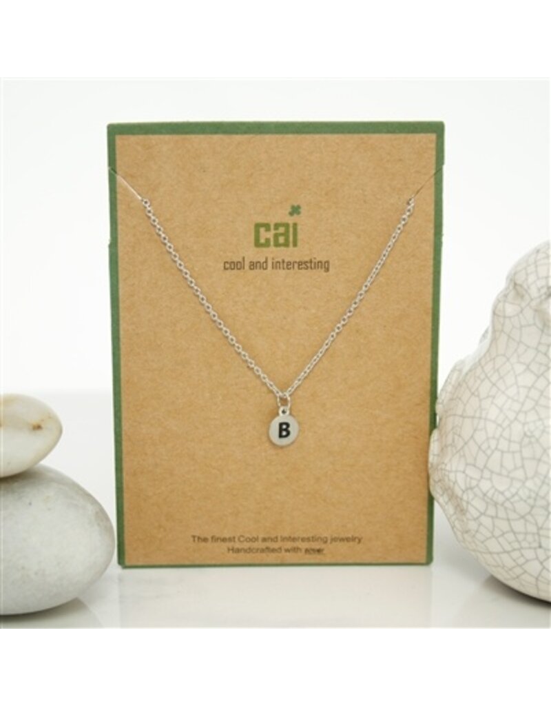 COOL & INTERESTING Dainty Disc Initial B Necklace