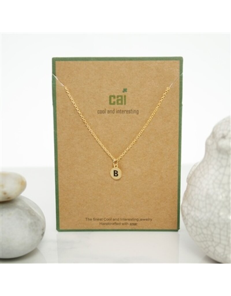 COOL & INTERESTING Dainty Disc Initial B Necklace