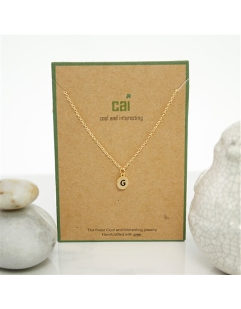 COOL & INTERESTING Dainty Disc Initial G Necklace