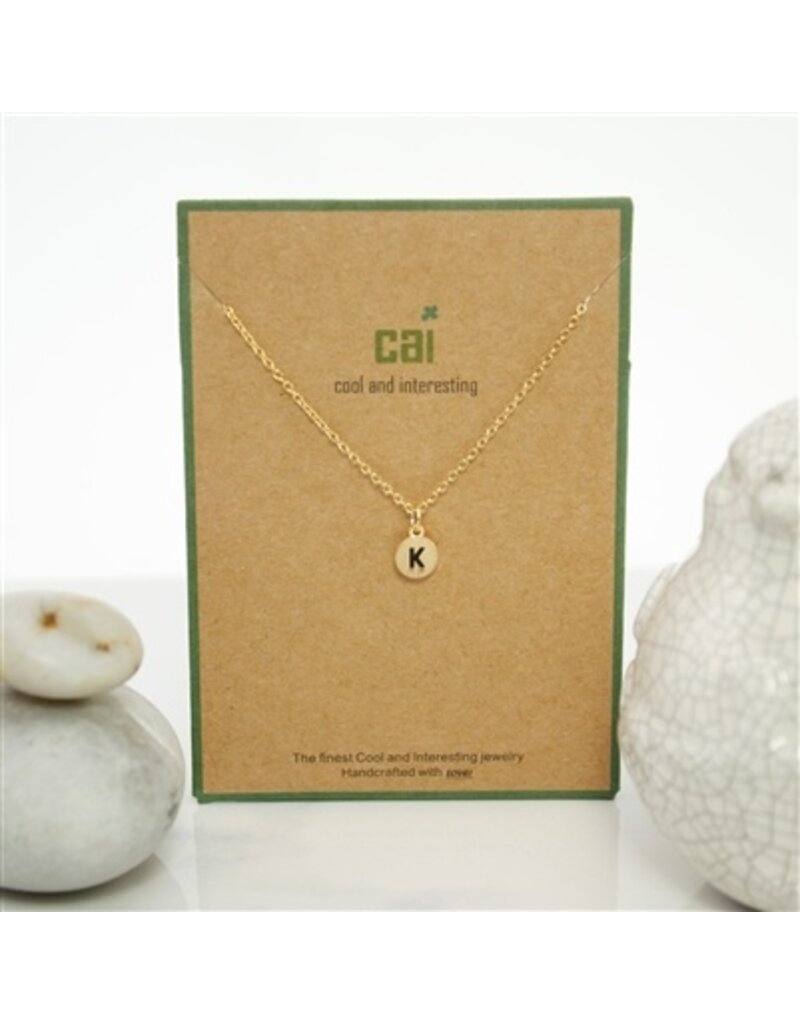 COOL & INTERESTING Dainty Disc Initial K Necklace