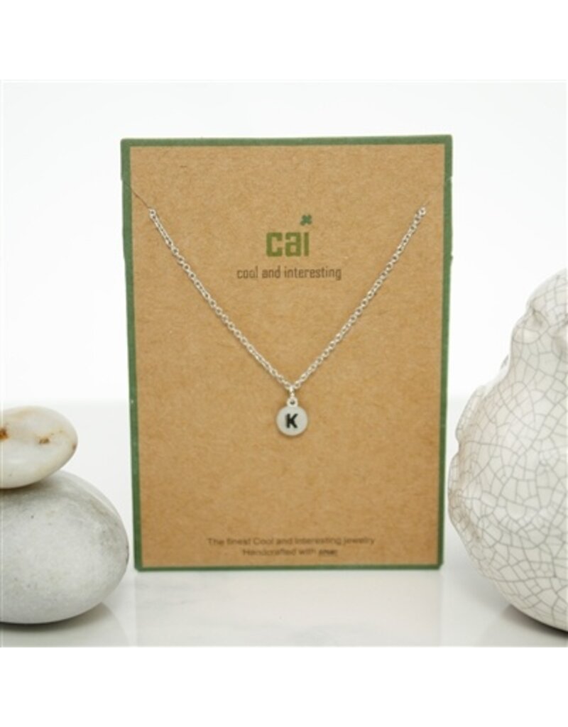 COOL & INTERESTING Dainty Disc Initial K Necklace