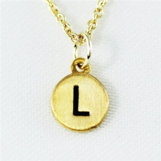 Dainty Disc Initial L Necklace