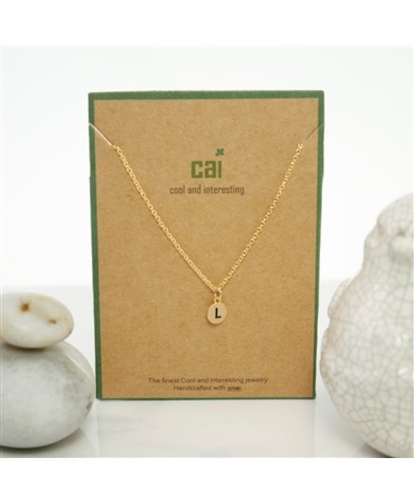 Dainty Disc Initial L Necklace