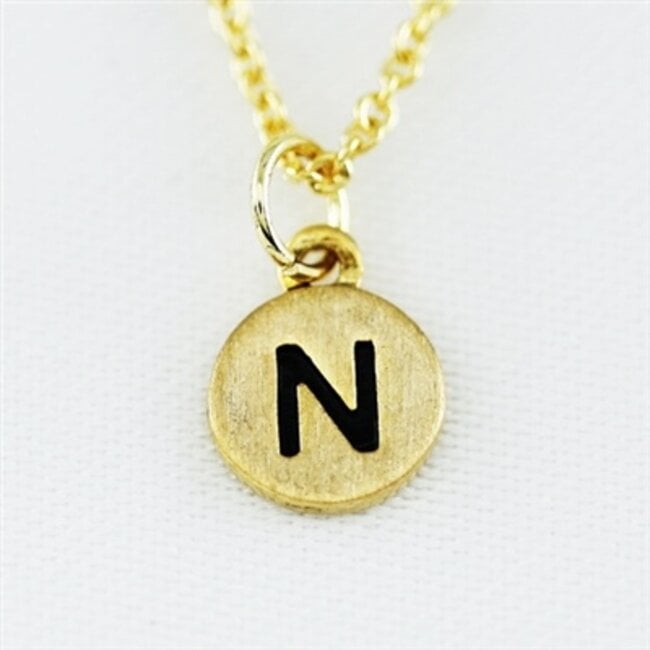 Dainty Disc Initial N Necklace