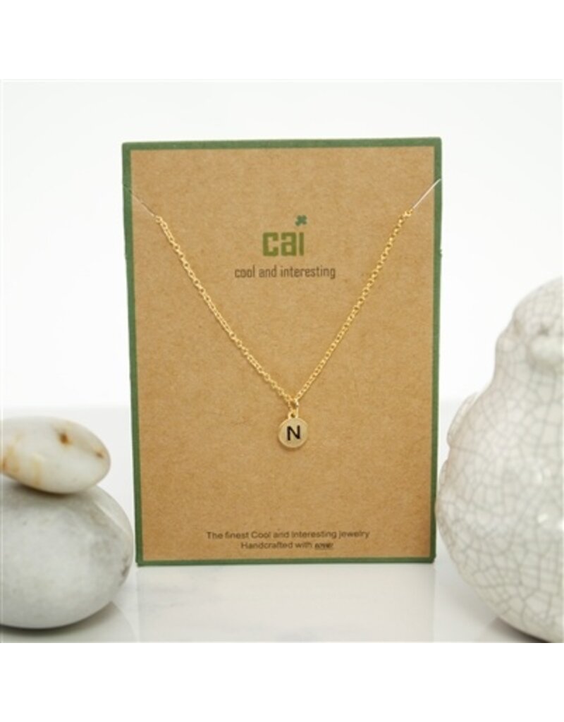 COOL & INTERESTING Dainty Disc Initial N Necklace