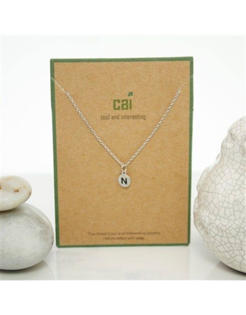 COOL & INTERESTING Dainty Disc Initial N Necklace