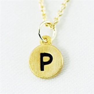 COOL & INTERESTING Dainty Disc Initial P Necklace