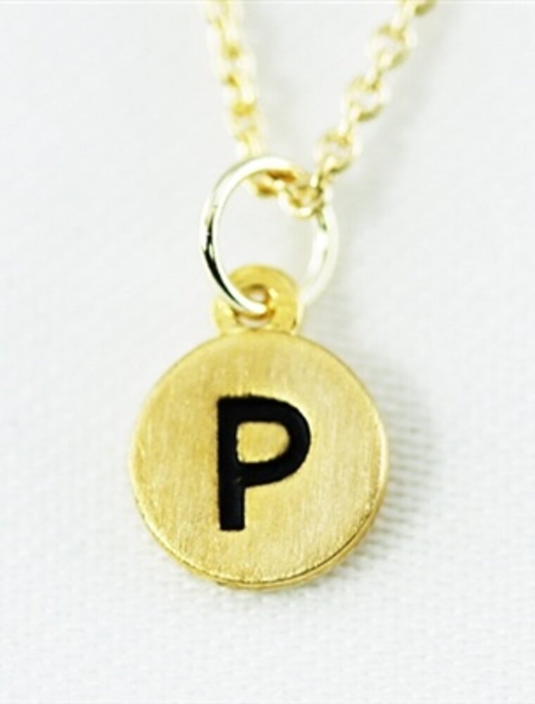 COOL & INTERESTING Dainty Disc Initial P Necklace