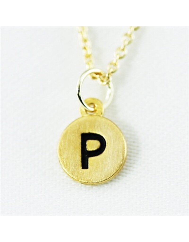 COOL & INTERESTING Dainty Disc Initial P Necklace