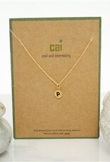 COOL & INTERESTING Dainty Disc Initial P Necklace