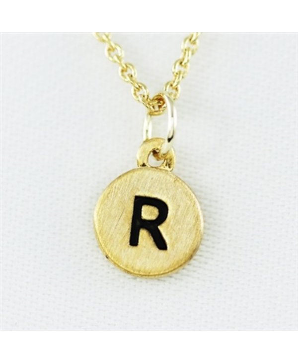 Dainty Disc Initial R Necklace