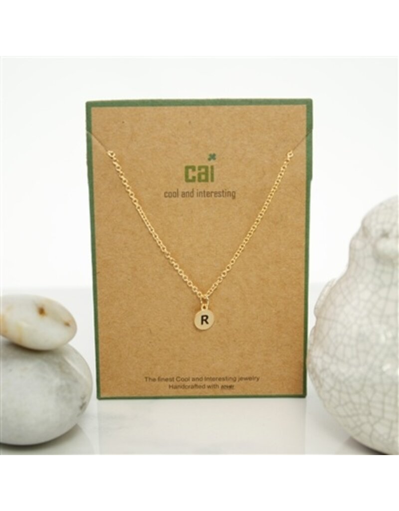 COOL & INTERESTING Dainty Disc Initial R Necklace