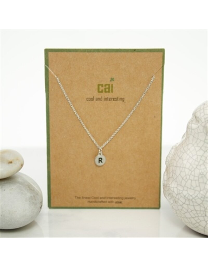 COOL & INTERESTING Dainty Disc Initial R Necklace