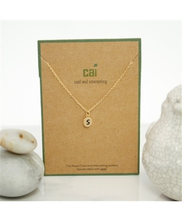 Dainty Disc Initial S Necklace