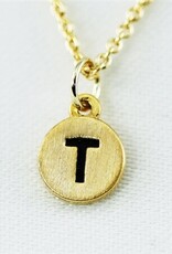 COOL & INTERESTING Dainty Disc Initial T Necklace