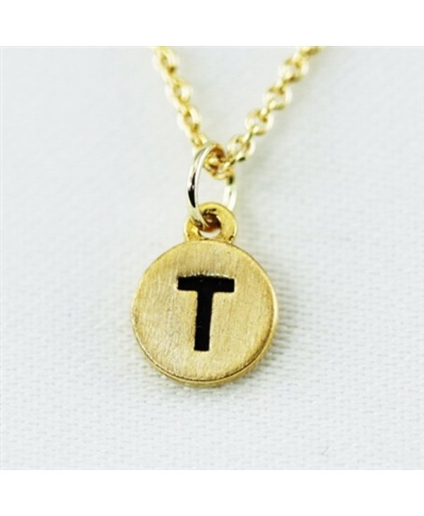 Dainty Disc Initial T Necklace