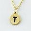 Dainty Disc Initial T Necklace