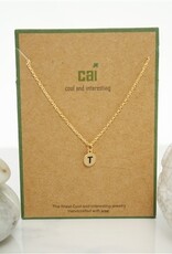 COOL & INTERESTING Dainty Disc Initial T Necklace