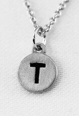 COOL & INTERESTING Dainty Disc Initial T Necklace