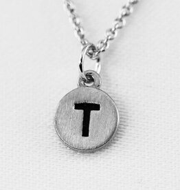 COOL & INTERESTING Dainty Disc Initial T Necklace