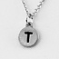 Dainty Disc Initial T Necklace