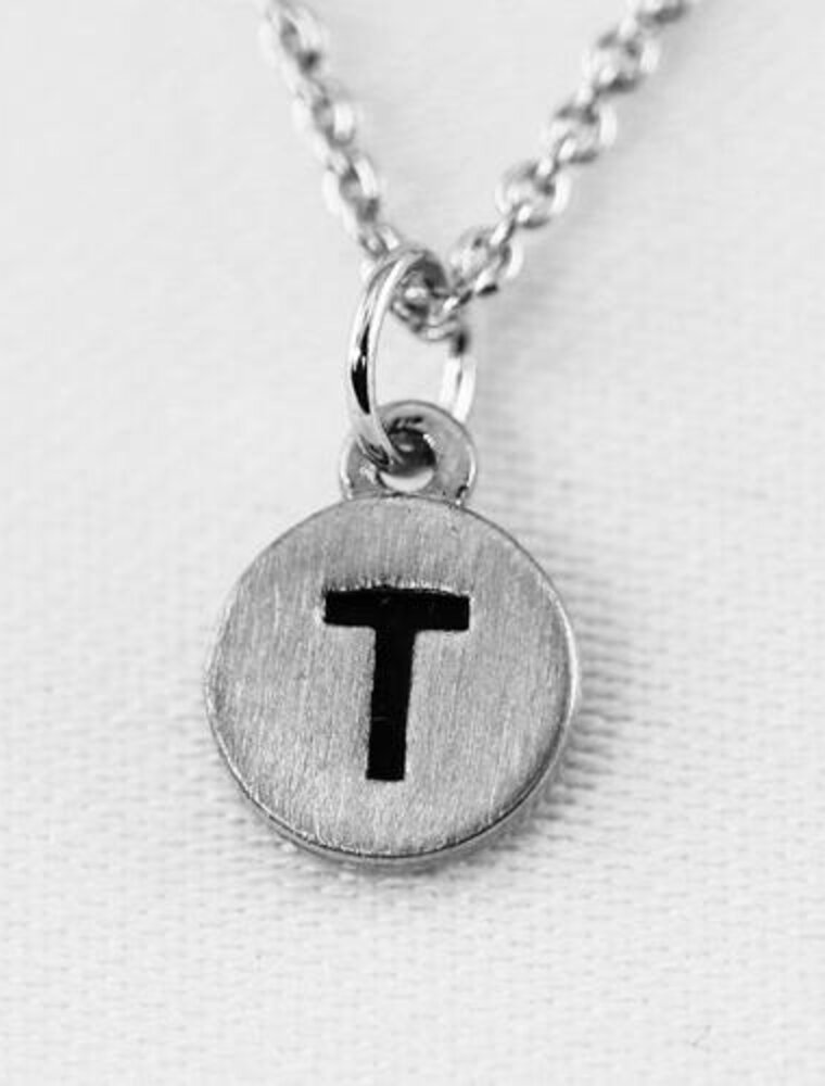 COOL & INTERESTING Dainty Disc Initial T Necklace