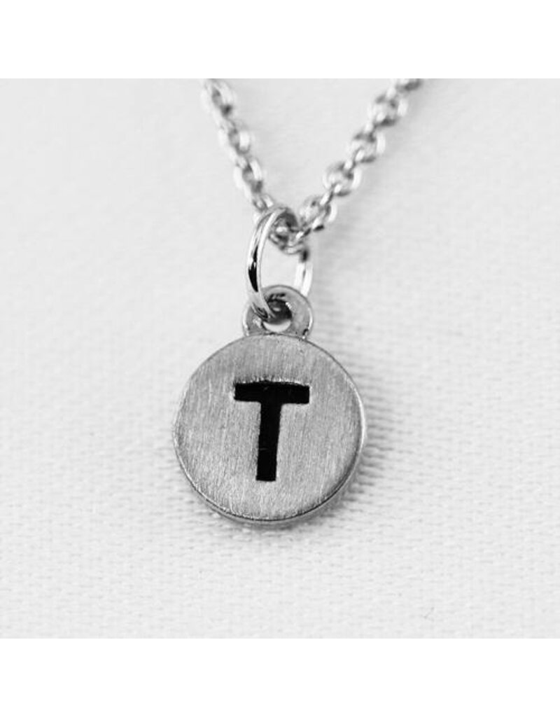 COOL & INTERESTING Dainty Disc Initial T Necklace