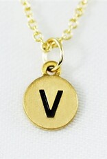 COOL & INTERESTING Dainty Disc Initial V Necklace