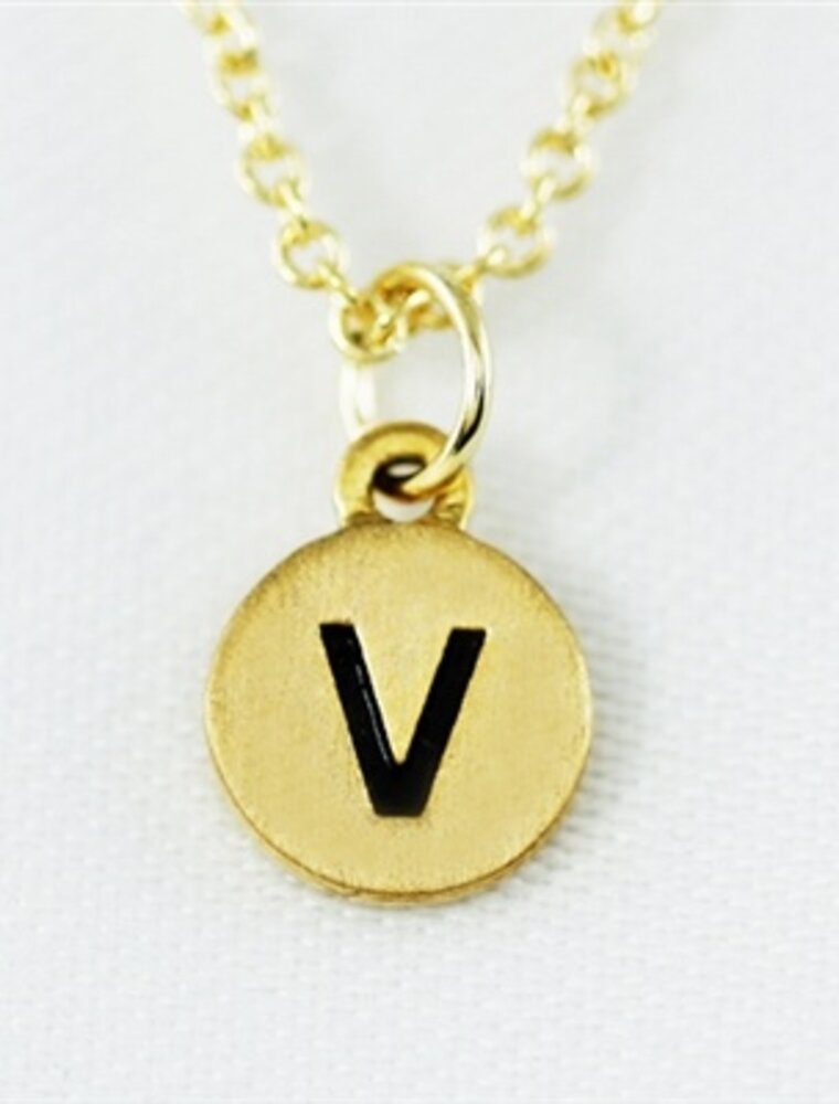 COOL & INTERESTING Dainty Disc Initial V Necklace
