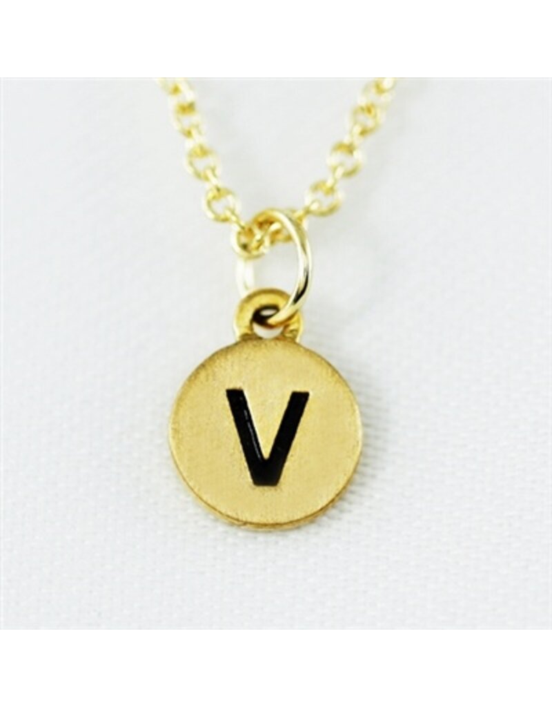 COOL & INTERESTING Dainty Disc Initial V Necklace