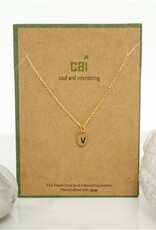 COOL & INTERESTING Dainty Disc Initial V Necklace