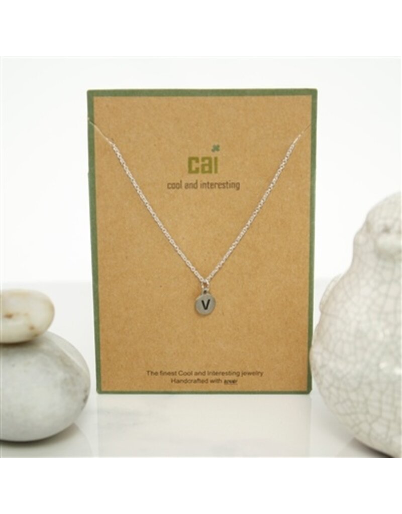 COOL & INTERESTING Dainty Disc Initial V Necklace