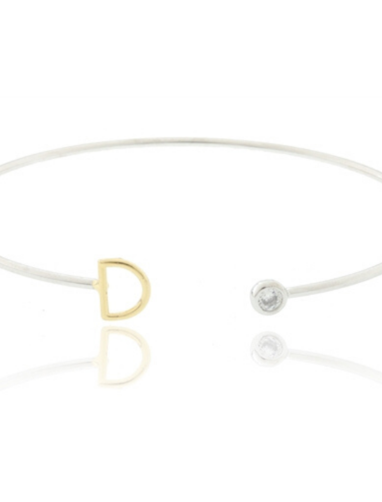 COOL & INTERESTING Two Tone Initial D Bangle