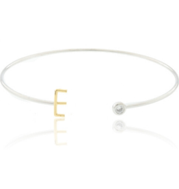 COOL & INTERESTING Two Tone Initial E Bangle