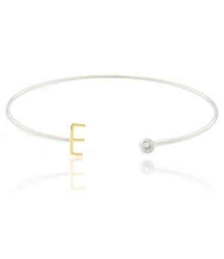 COOL & INTERESTING Two Tone Initial E Bangle