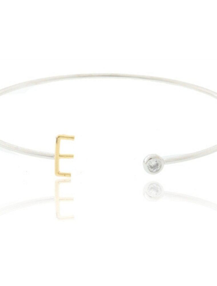 COOL & INTERESTING Two Tone Initial E Bangle