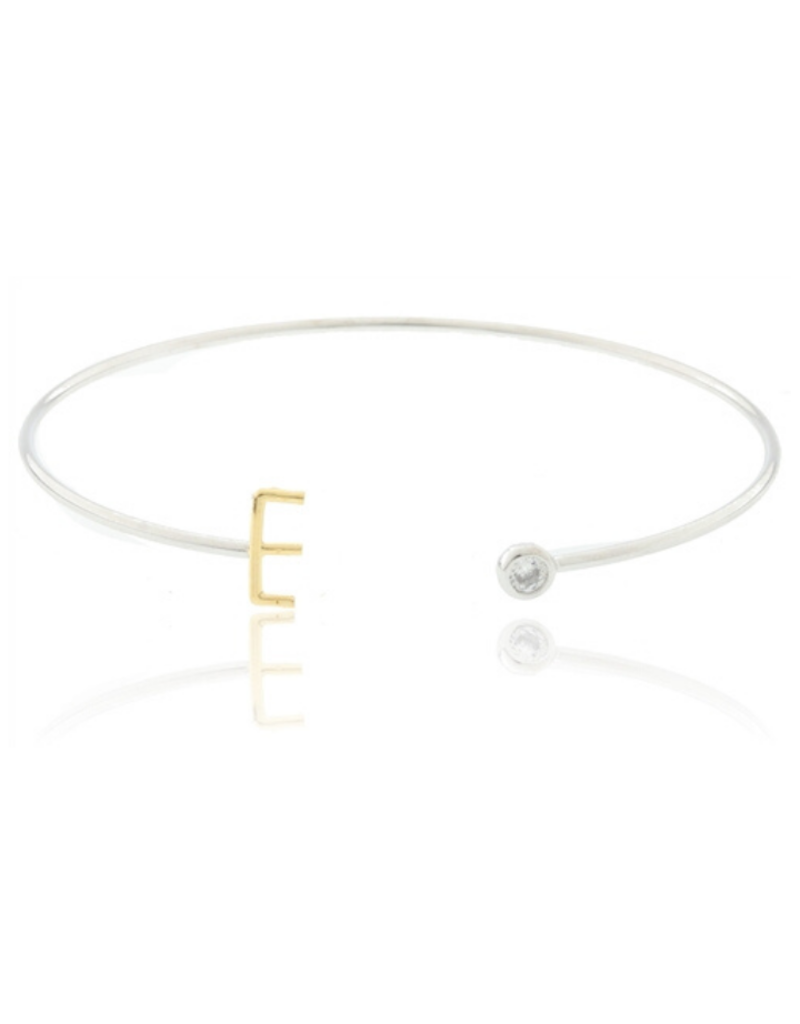 COOL & INTERESTING Two Tone Initial E Bangle