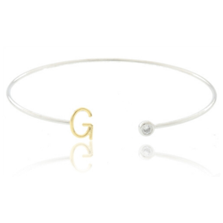 COOL & INTERESTING Two Tone Initial G Bangle