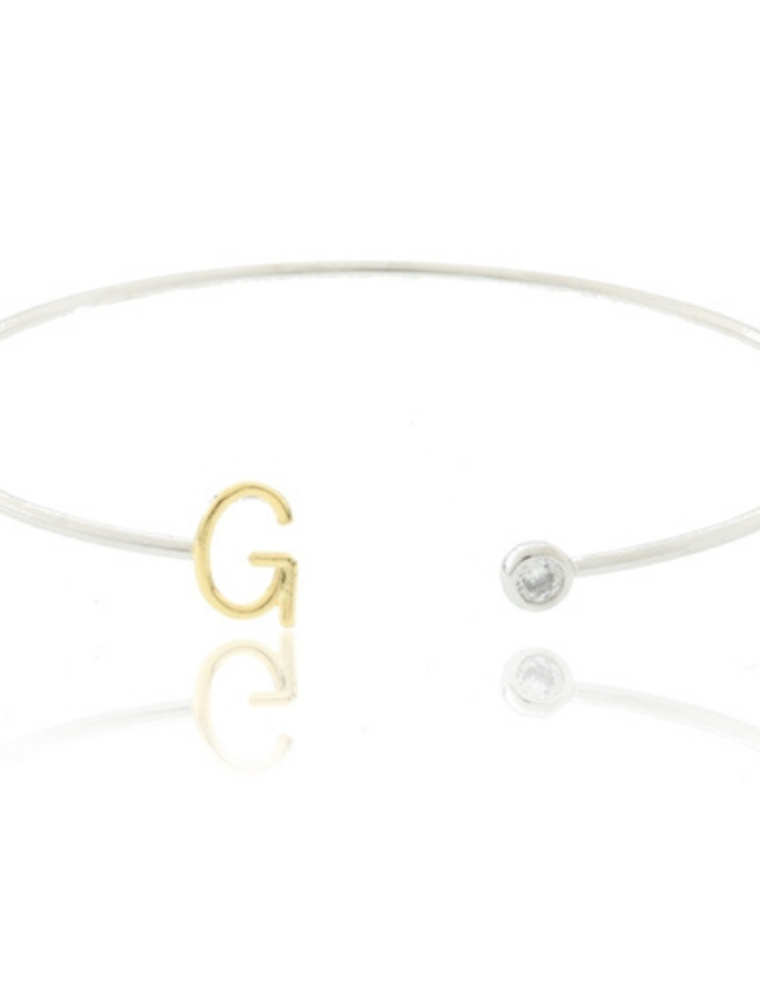 COOL & INTERESTING Two Tone Initial G Bangle