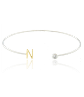 COOL & INTERESTING Two Tone Initial N Bangle