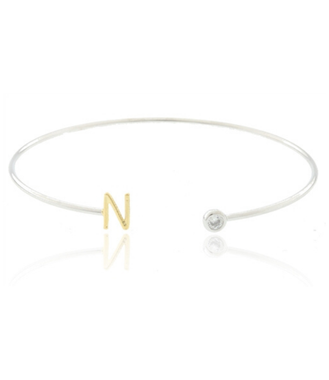 Two Tone Initial N Bangle
