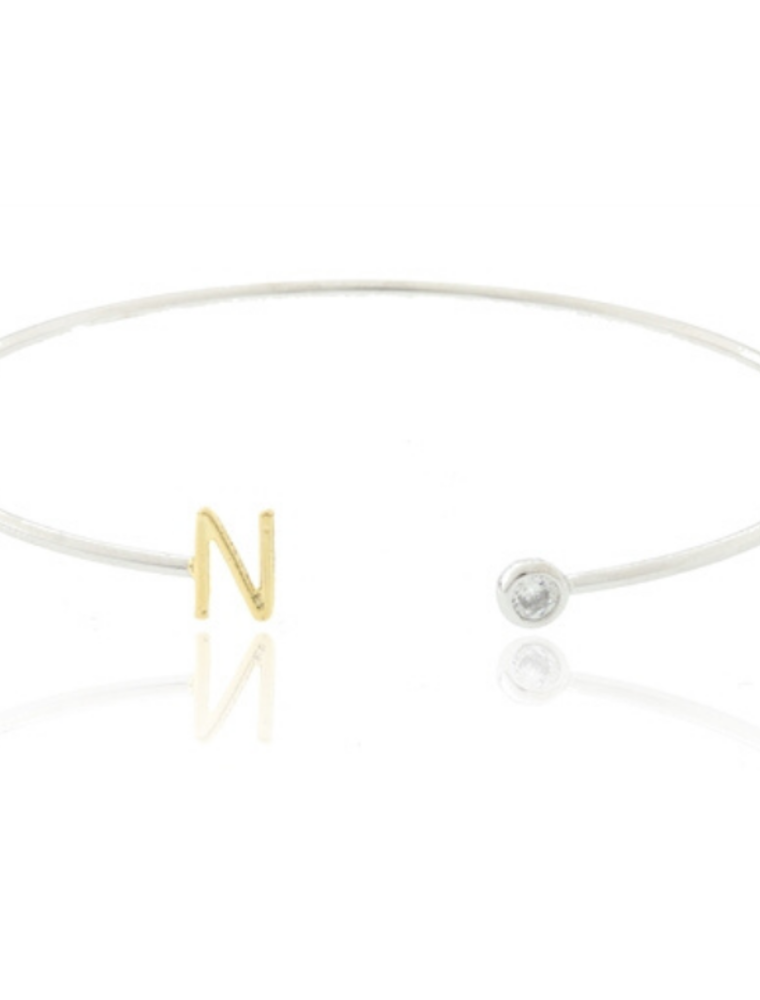 COOL & INTERESTING Two Tone Initial N Bangle