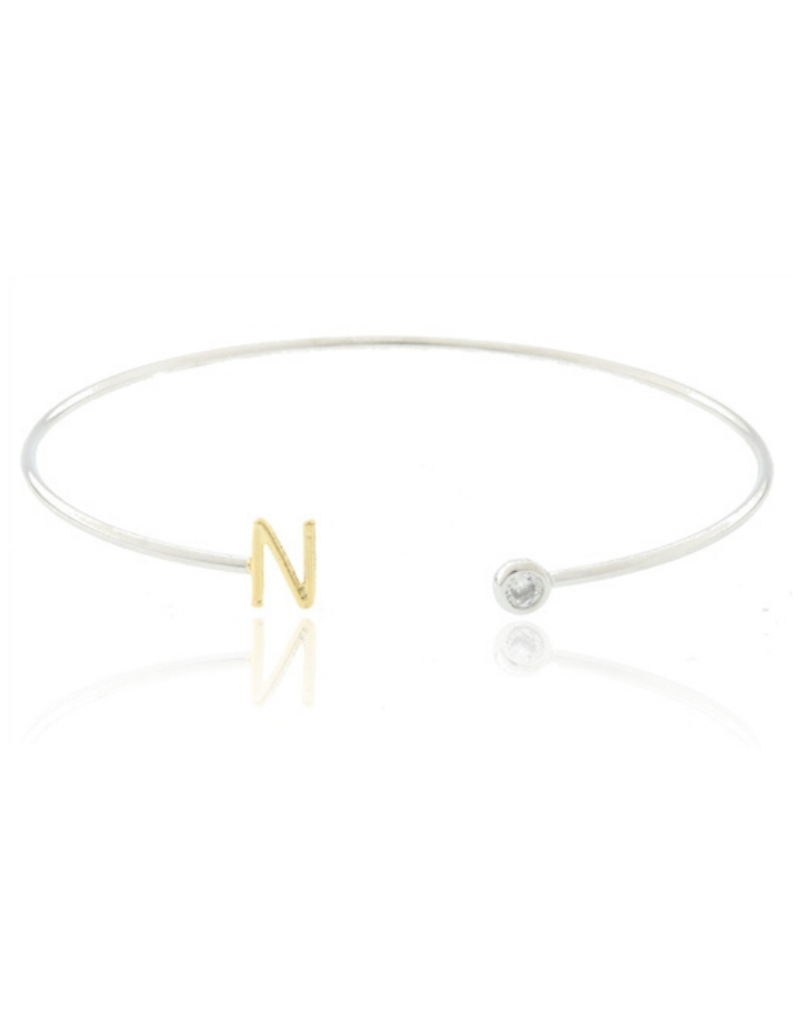 COOL & INTERESTING Two Tone Initial N Bangle