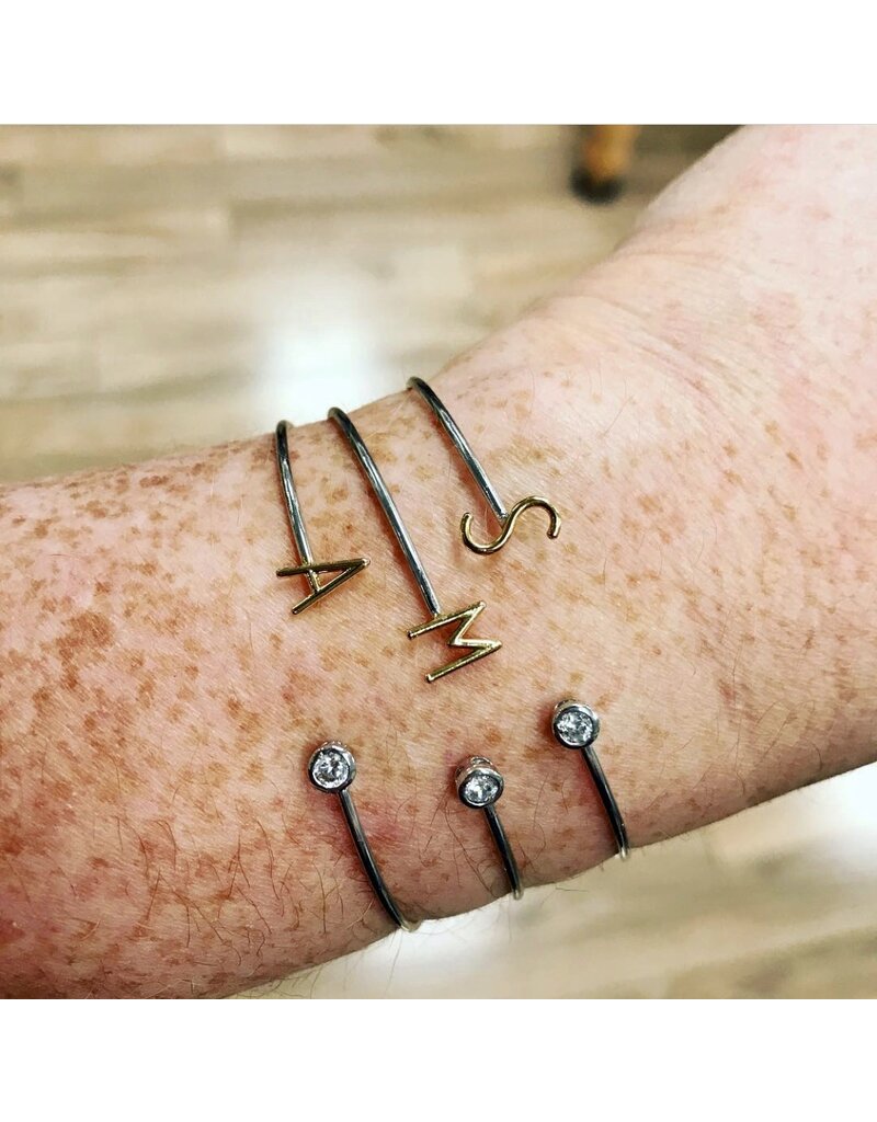 COOL & INTERESTING Two Tone Initial T Bangle