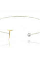 COOL & INTERESTING Two Tone Initial T Bangle